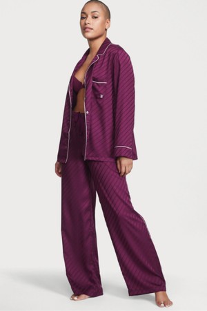 Victoria's Secret Satin Long Pyjamas Violette | OEXG-63120