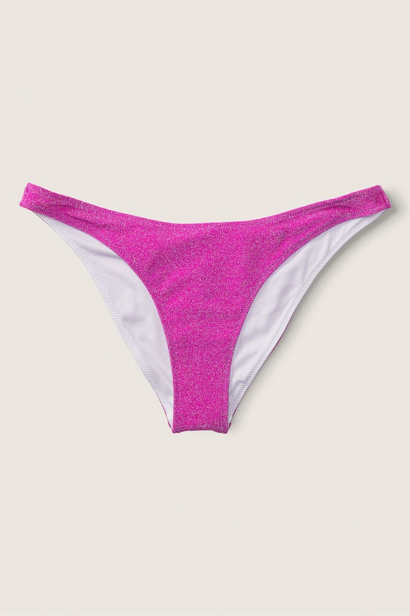 Victoria's Secret Shimmer High Taille Cheeky Bikini Bottom Dahlia Magenta | IHWV-64193